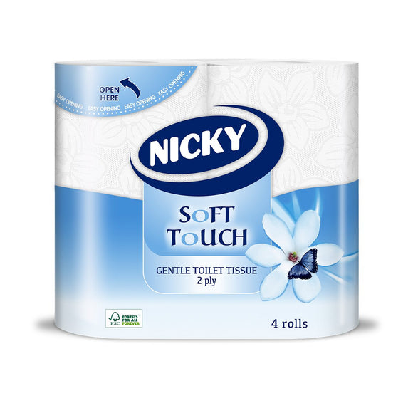 Nicky Soft Touch White Toilet Tissue 4pk